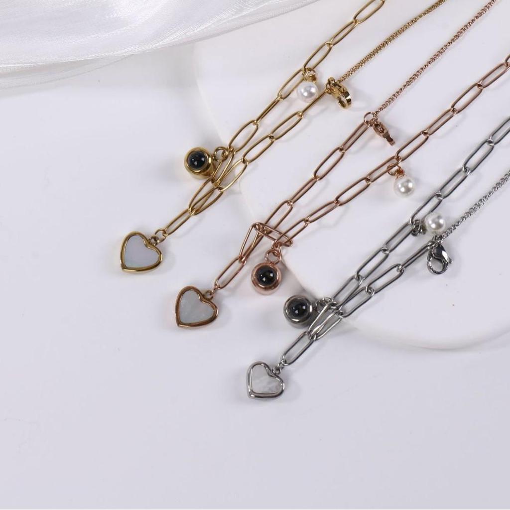 European-American Fashion Double-Layer Heart Bracelet for Women, Titanium Steel, Versatile & Colorfast