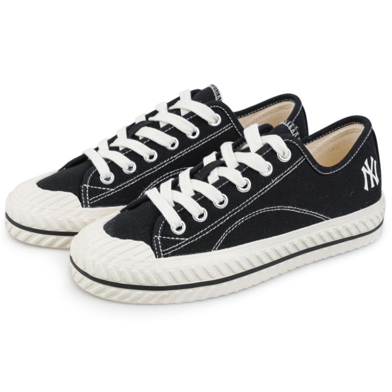 MLB Playball Cookie Shoes Slip Resistant, Abrasion Resistant, Breathable, Lightweight Low Top Canvas Shoes Unisex Black Sneakers 32SHP1111-50L