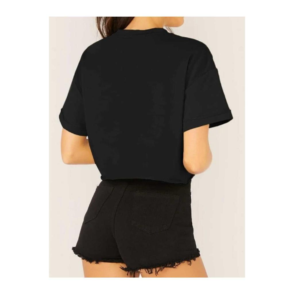 Crop Crew Neck Knitted T-shirt