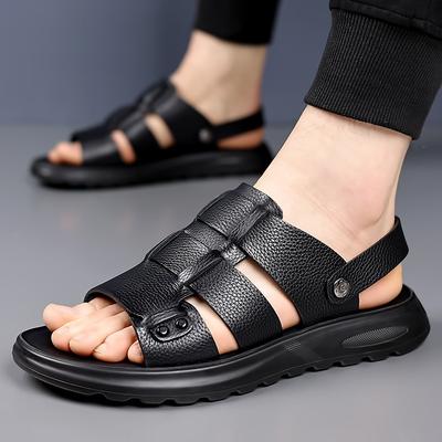 2025 Summer New First-layer Cowhide Sandals Men's Leather Casual Sandals Open-toed Beach Shoes Soft-soled Non-slip Shoes