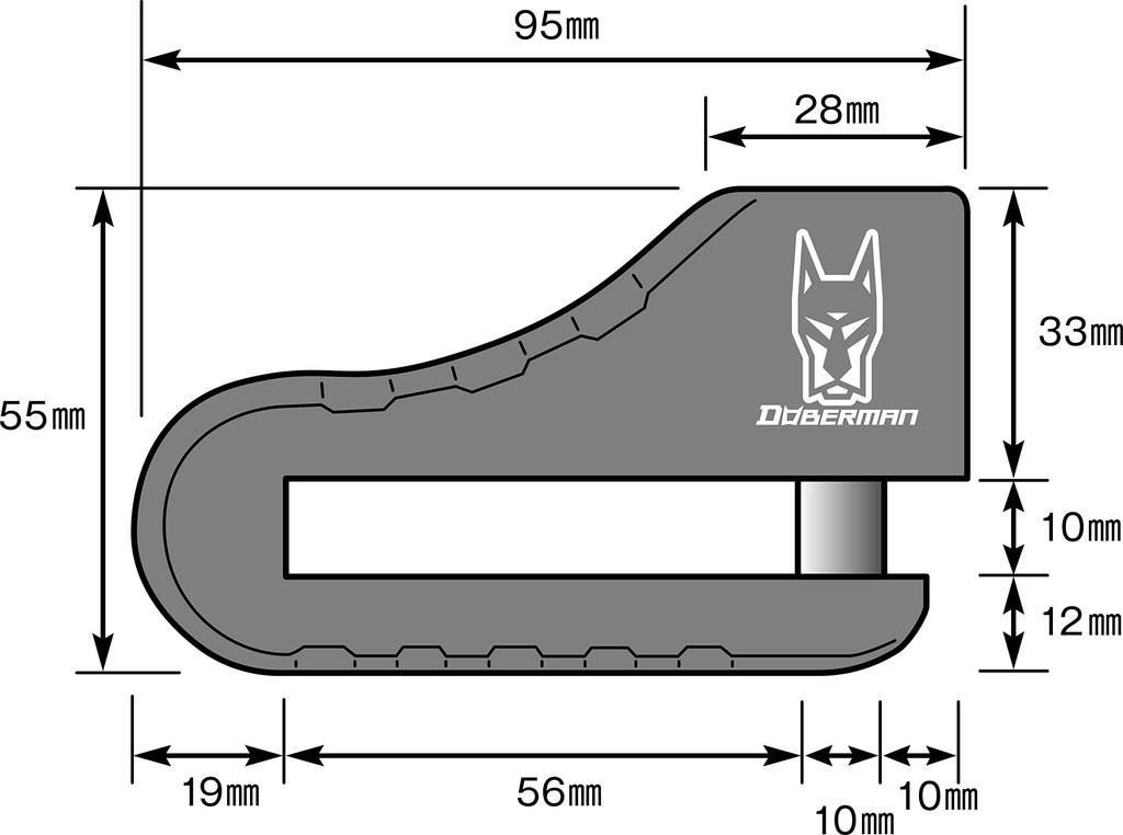 Doberman Disc Lock spiral wire to prevent forgetting to (with release), Large, DBL-012