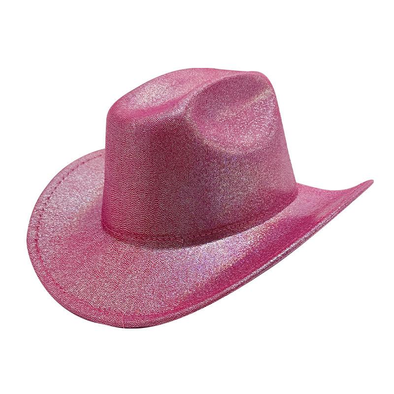 Halloween Party Colorful Cowboy Hat White Men's and Women's Light Cowboy Hat, Pink Cold Light Symphony Laser Hat