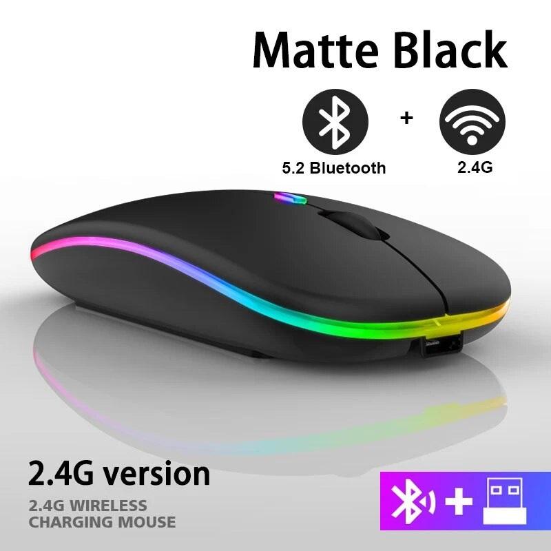 Bezdrátová myš RGB dobíjecí Bluetooth myši Bezdrátová počítačová myš LED podsvícená Ergonomická herní myš pro notebook PC 3600 DPI