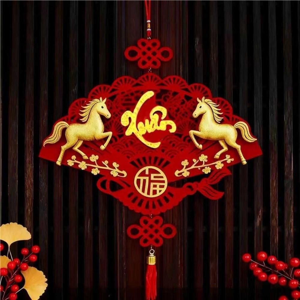 2026 Lunar New Year Pendants Vietnamese with Tassel Hanging Ornament Red Horse Pattern Spring Festival Pendants