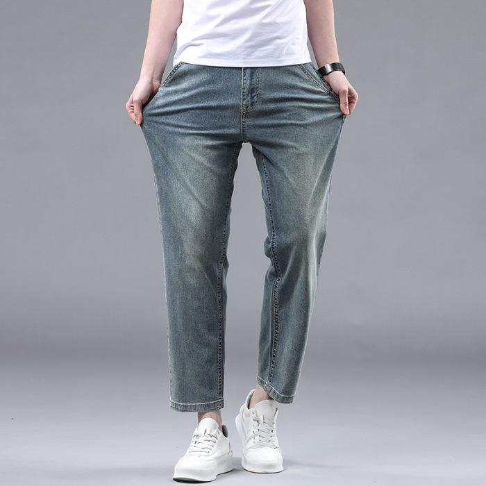 New Summer Pure Cotton Loose Straight Business Middle-aged and Young Men's Jeans