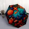 Underwater Paradise: Vibrant Sea Life Circular ArtworkUmbrella, Portable 3-Fold Compact Umbrella for Men & Women Gift