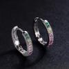 Rainbow Color Stone Huggie Hoop Earrings for Women Trendy Daily Jewelry