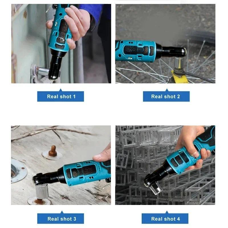 3/8 Inch Right Angle Ratchet Wrenches Impact Driver Power Tool Cordless Portable Impact Wrench Rechargeable Electric Wrench