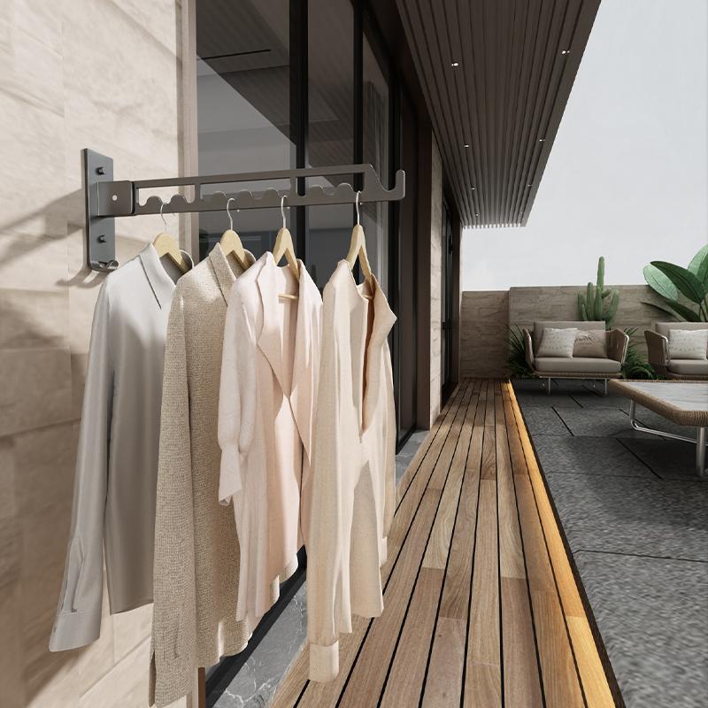 Balkongtorkställ i rostfritt stål Väggmonterat torkställ Badrumstorkställ Utrymmesbesparande för inomhusbruk 11 hål