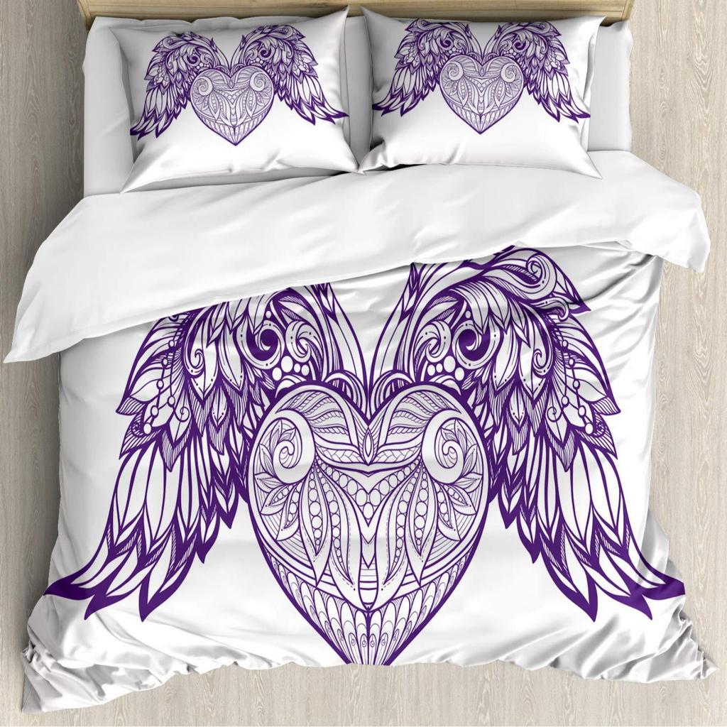 Three-Piece Purple Wing Digital Printing Bedding Home Textile Three-Piece Set