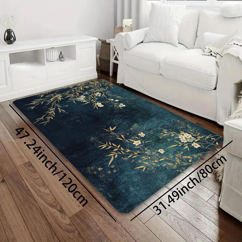 Minimalist Leaf Floral E-gaming Floor Mat  Watercolor Print Non-Slip Rug for Living Room Bedroom Kitchen Bathroom Entryway Decor