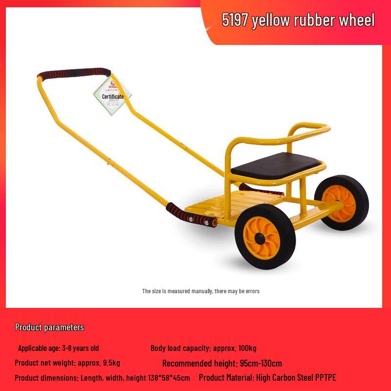 Children's Double Pedal Tricycle with Basket for Outdoor Play