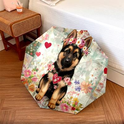 1 PC Automatic Folding Umbrella - Cute Pets Pattern, Portable & Foldable Design with 8 Ribs, Christmas Birthday Gifts