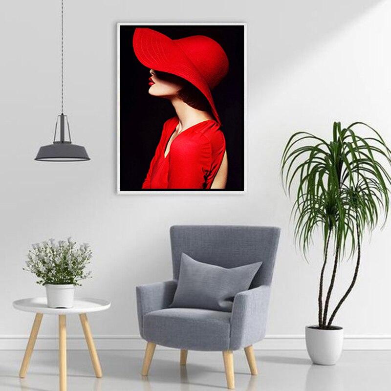 5D DIY Scenery Diamond Painting BlackWhite Red Diamond Embroidery Mosaic Full Round Drill HandCrafts Art Gift Home Decor