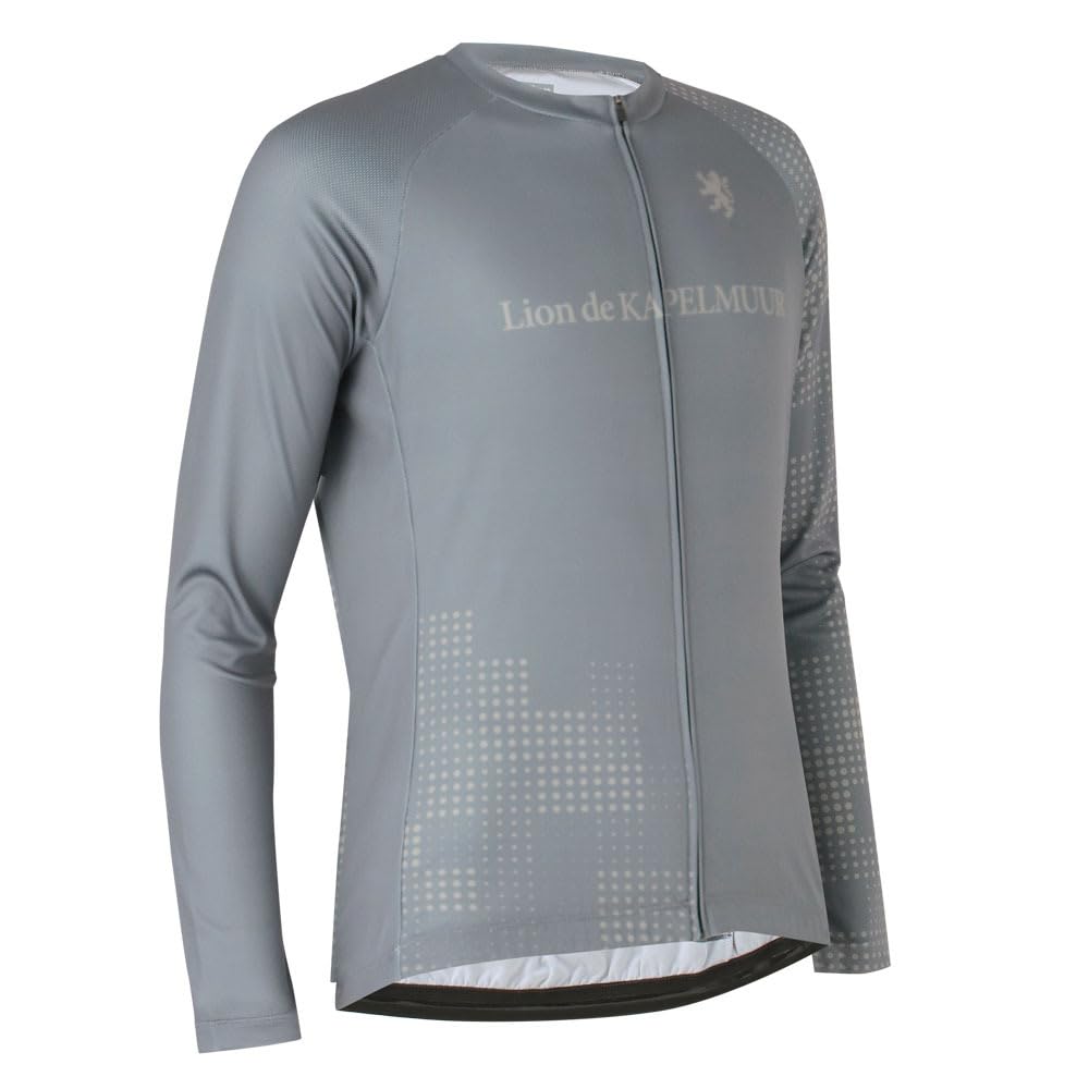 

Джерси с длинным рукавом Lion de Capelmuur для велоспорта, в случайный горошек, размер XS, с принтом, серое, серый