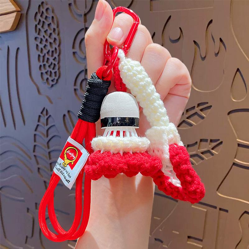 New Handmade Woven Badminton Cute Pendant for Purse Backpacks Fashion Bag Accessories Bag Charm