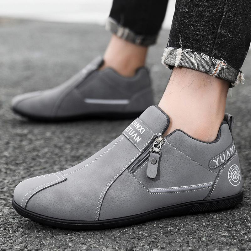 Men Casual Shoes Fashion 2026 Spring Autumn Comfortable Zipper Non-slip Sneakers Warm Plush Fashion Low Heel Outdoor Sports Shoe