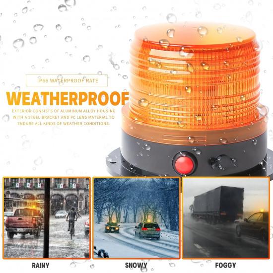 BooYu 2-Pcs Battery Operated Amber Warning Beacon Light W/Magnetic Base, Portable Rechargeable Mini Roadside Roof Top Plow LED Strobe Emergency Flash