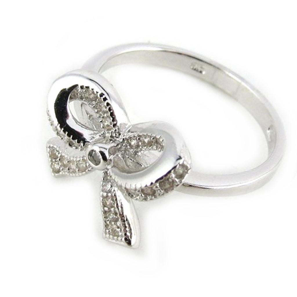 White 'Romantic Knot' Silver Ring