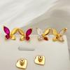 French Zircon Inlaid Butterfly Stud Earrings, Fashionable Light Luxury Temperament, Fresh And Sweet Stud Earrings, Commuting Versatile Earrings.