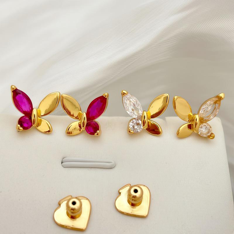 French Zircon Inlaid Butterfly Stud Earrings, Fashionable Light Luxury Temperament, Fresh And Sweet Stud Earrings, Commuting Versatile Earrings.