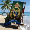 Custom Name Personalized Real Madrid CF Print Beach Towel, for Trip Camping Beach Party Home Decor, Birthday Gift for Family & Friends