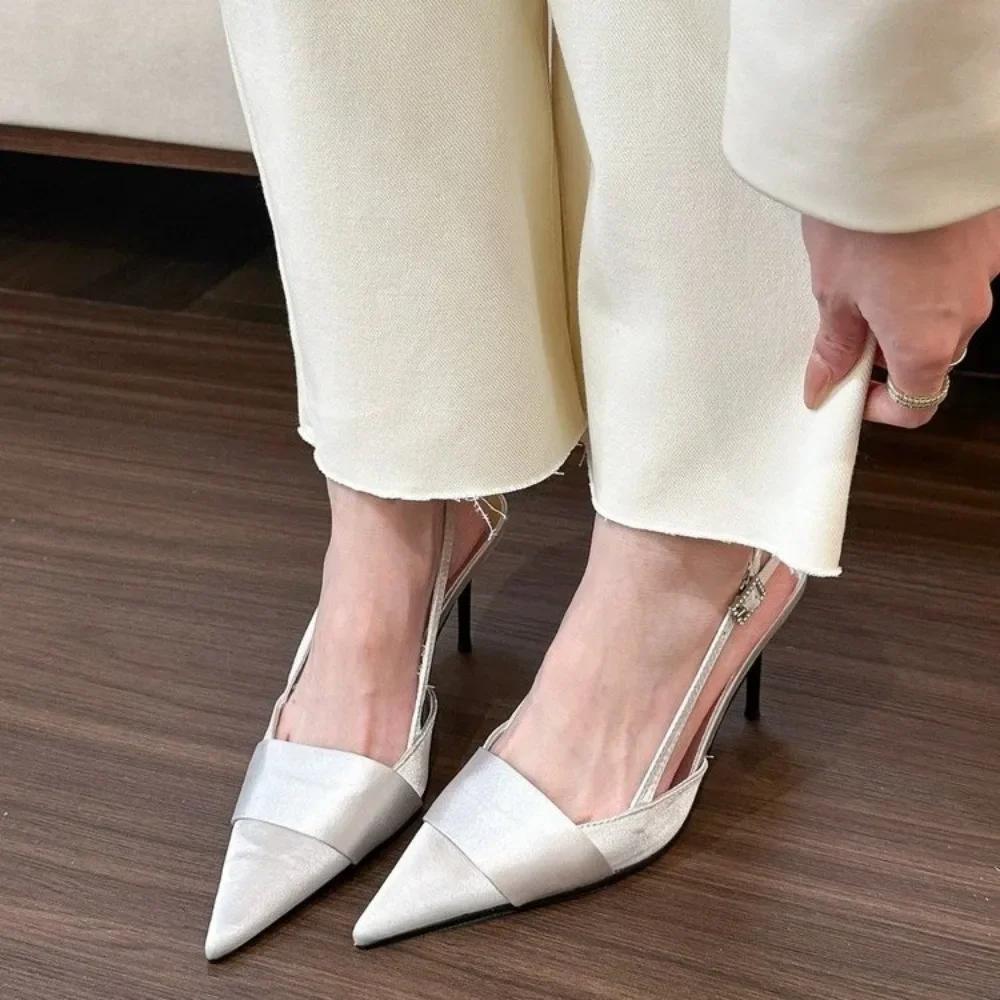 Fashion Sandals Women High Heels Shoes Fashion Summer Slippers New Pointed Toe Sexy Dress Wedding Pumps Slingback Mujer Zapatillas