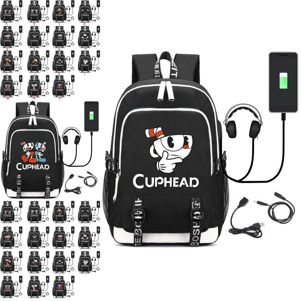 Stylish Cuphead Backpack With Usb Charging Port For Kids And Boys School Use