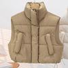 Women's Thick Warm Vest Autumn Winter Zipper Closure Loose Jacket with Pockets Windproof Stand-Up Collar Gilet for Daily Wear Dating Street Office