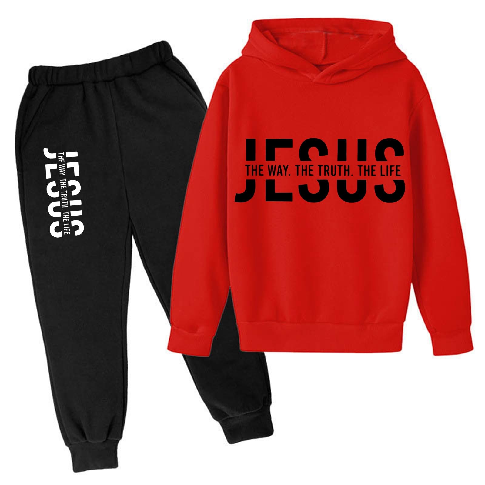 

Winter Boy And Girls Color Long Sleeved Hooded Sweatshirt Two Piece Set Of Top And Pants 130 червоний
