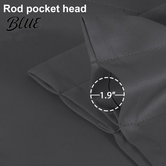 Solid Color Curtain Blackout Coating Modern Elegant Light Blocking Valance 2Pcs Black With Living Room