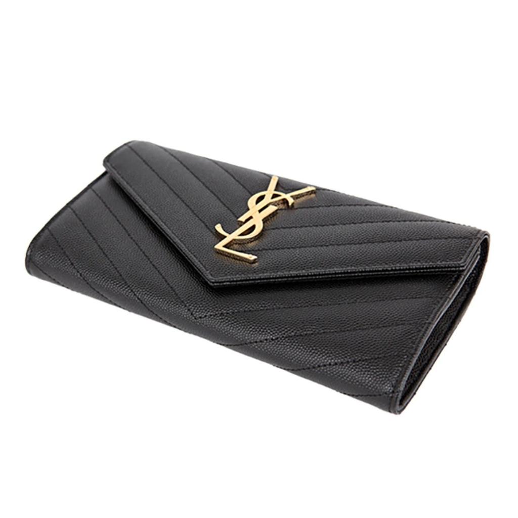 Saint Laurent Gold Hardware Matelassé Women's Long Wallet 372264 BOW01 1000