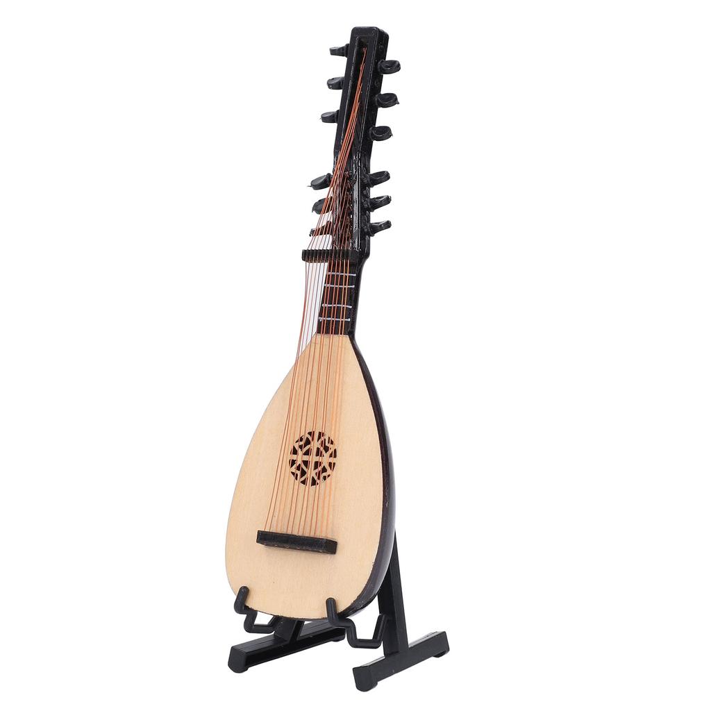 Mini Lute Pipa Model Unique Small Decor Miniature Ornament Musical Instrument Wooden Photo Prop