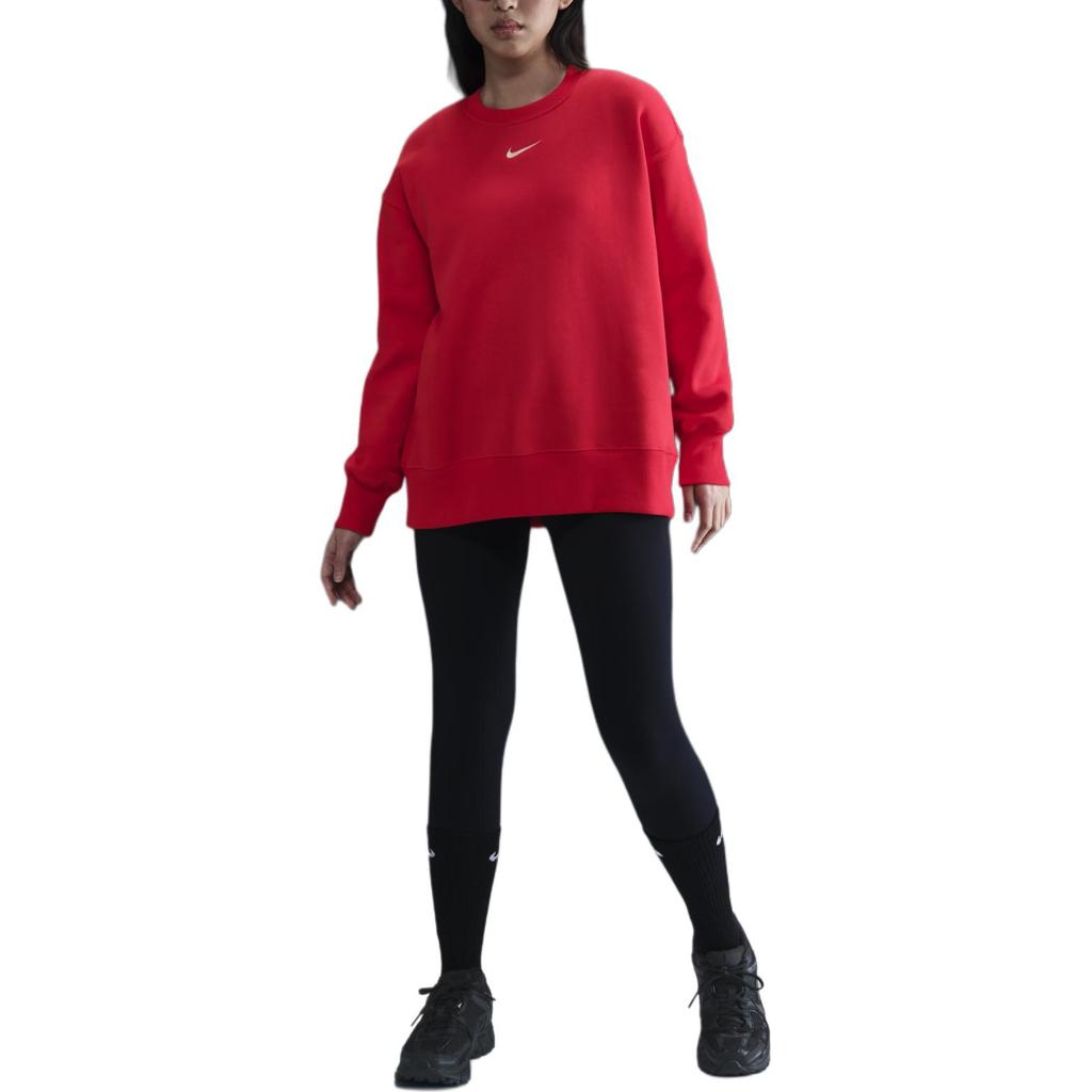 Nike Phnx Flc Os Long Sleeve Crewneck Logo Sweatshirt Women Sweatshirt Red FZ4271657