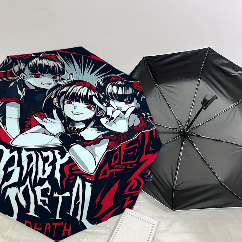 1pc Magical Metal Death Automatic Folding Umbrella 8 Rib Iron Frame, Suitable for Travel, Daily Use, Birthday, Women & Men Gift c1231031