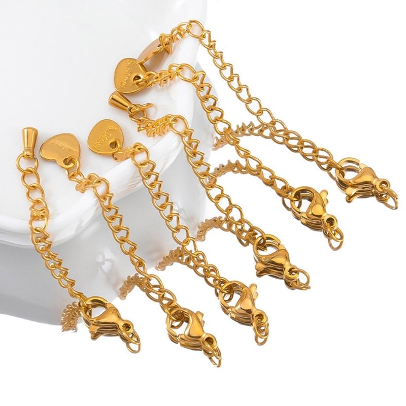 Pack of 10pcs Stainless Steel Adjustable Lobster Clasp Extension Chain for Jewelry Making and Bracelet Extender