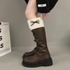 Autumn Winter Short Plush Woman Knee High Boot Fashion Butterfly-knot Knight Long Booties botas feminino