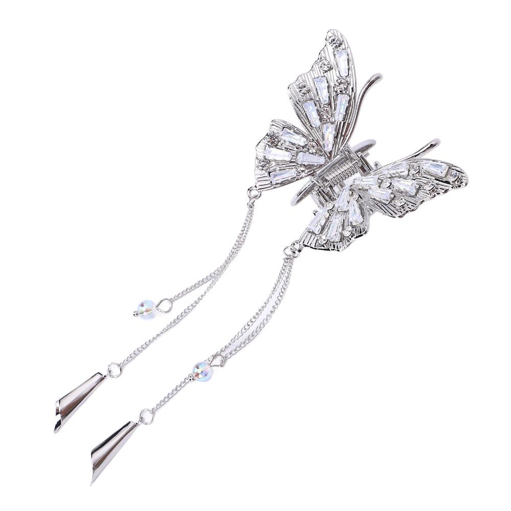 Exquisite Shiny Rhinestone Tassel Hair Claw Clip Butterfly Hair Claw Clip  Women Hair Accessories