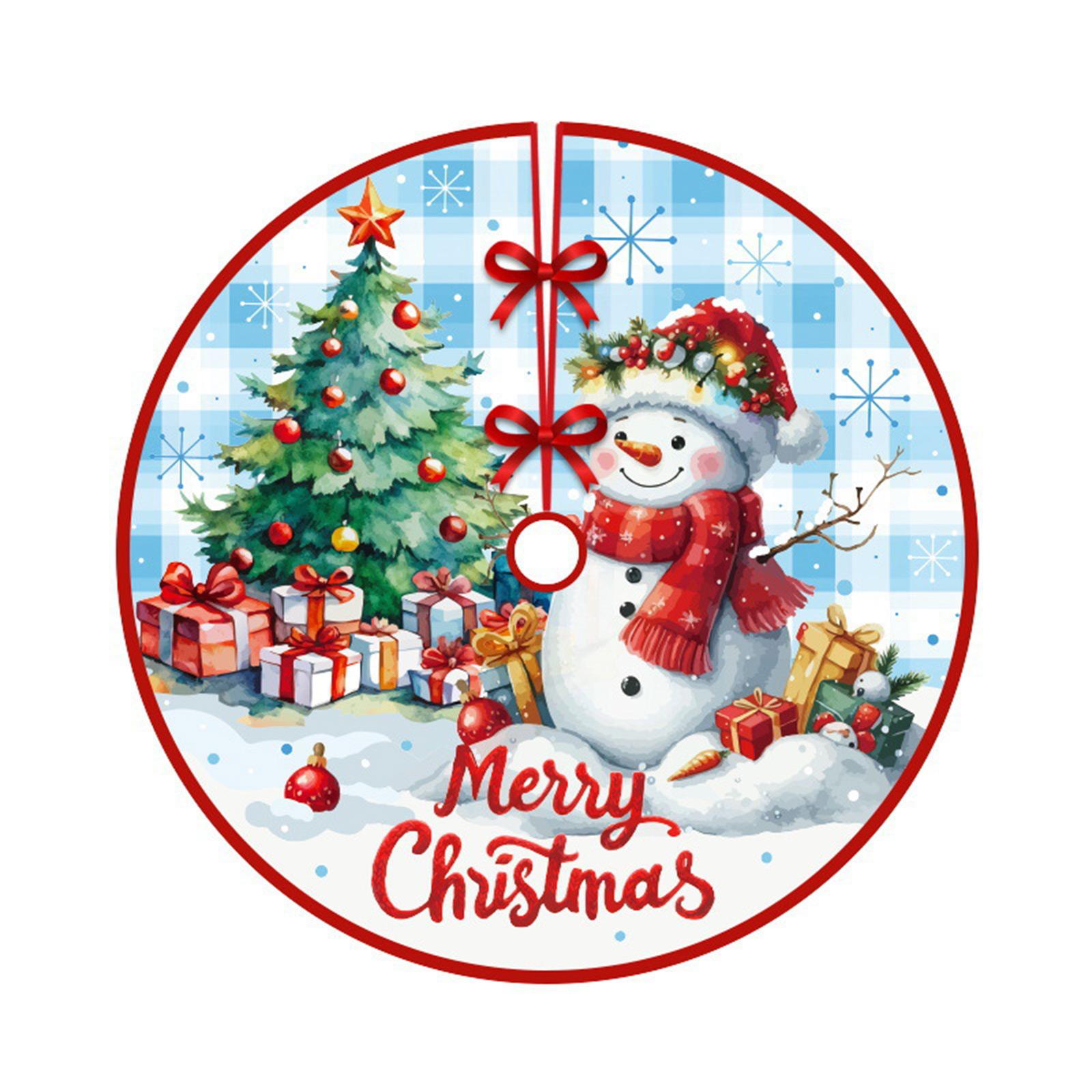 

Christmas Tree Skirt Red Xmas Tree Ornaments, For Soft Plush Christmas Tree Mat With Snowy Pattern For Decorations Holiday Party One Size