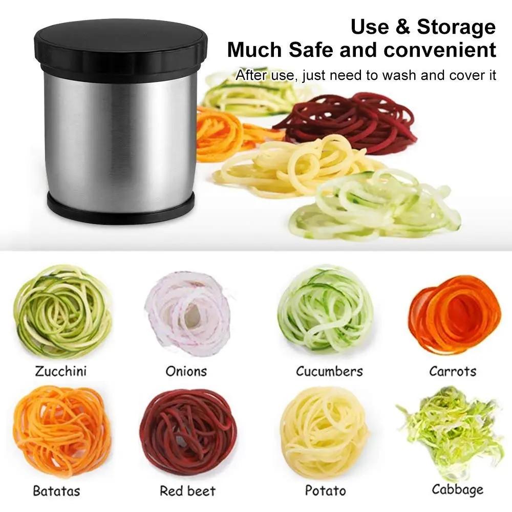 LMETJMA Manual Spiralizer Vegetable Slicer Stainless Steel Vegetable Slicer Cutter Veggie Spiral Cutter Zoodle Maker KC0110
