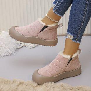 Winter Women ankle Boots Casual Warm Non-Slip Boots Outdoor Thick Slip-on Snow Boots Women Retro Thickened Fluff Shoes Female