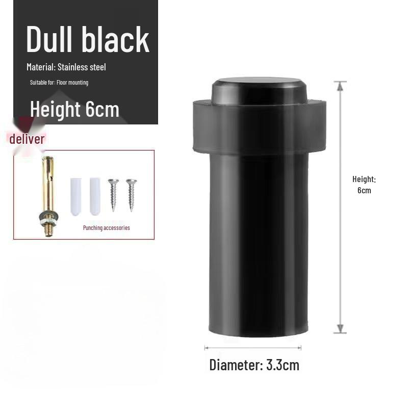 Stainless Steel No-Drill Rubber Door Stopper with Thickened Large Engineering Spring