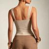 Sleeveless Summer Top with Draped Neckline and Metal Ring Shoulder Detail Slim Fit Stretch Fabric Casual Tank Blouse for Women