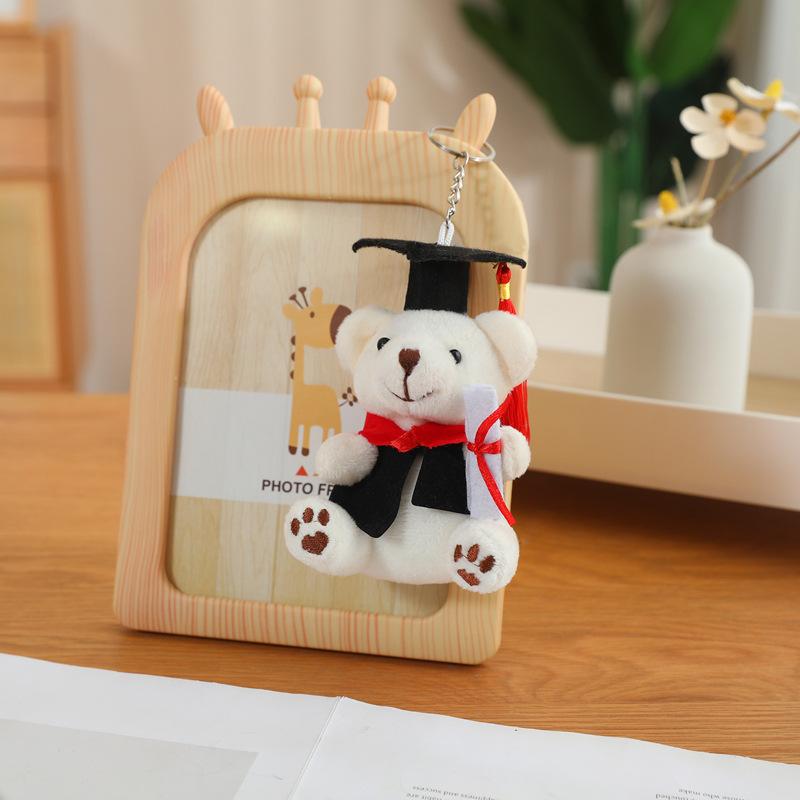 12cm Doctor Bear Plush Toy - Graduation Stuffed Animal with Cap & Gown Cute Educational Gift for Students Kids Graduation Season