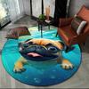 Cute Dog Samoye,Chihuahua,Koki Pomeranian Cartoon Round Carpet Rug for Living Room Bedroom Decor,kids Pet Area Rug Non Slip Mat
