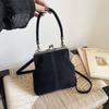 Borsa a Mano Retro Opaca di Grande Capacità con Chiusura a Bacio in Pelle PU Borsa a Tracolla con Chiusura a Clip Borsa a Mano Corta Borsa a Spalla Shopping
