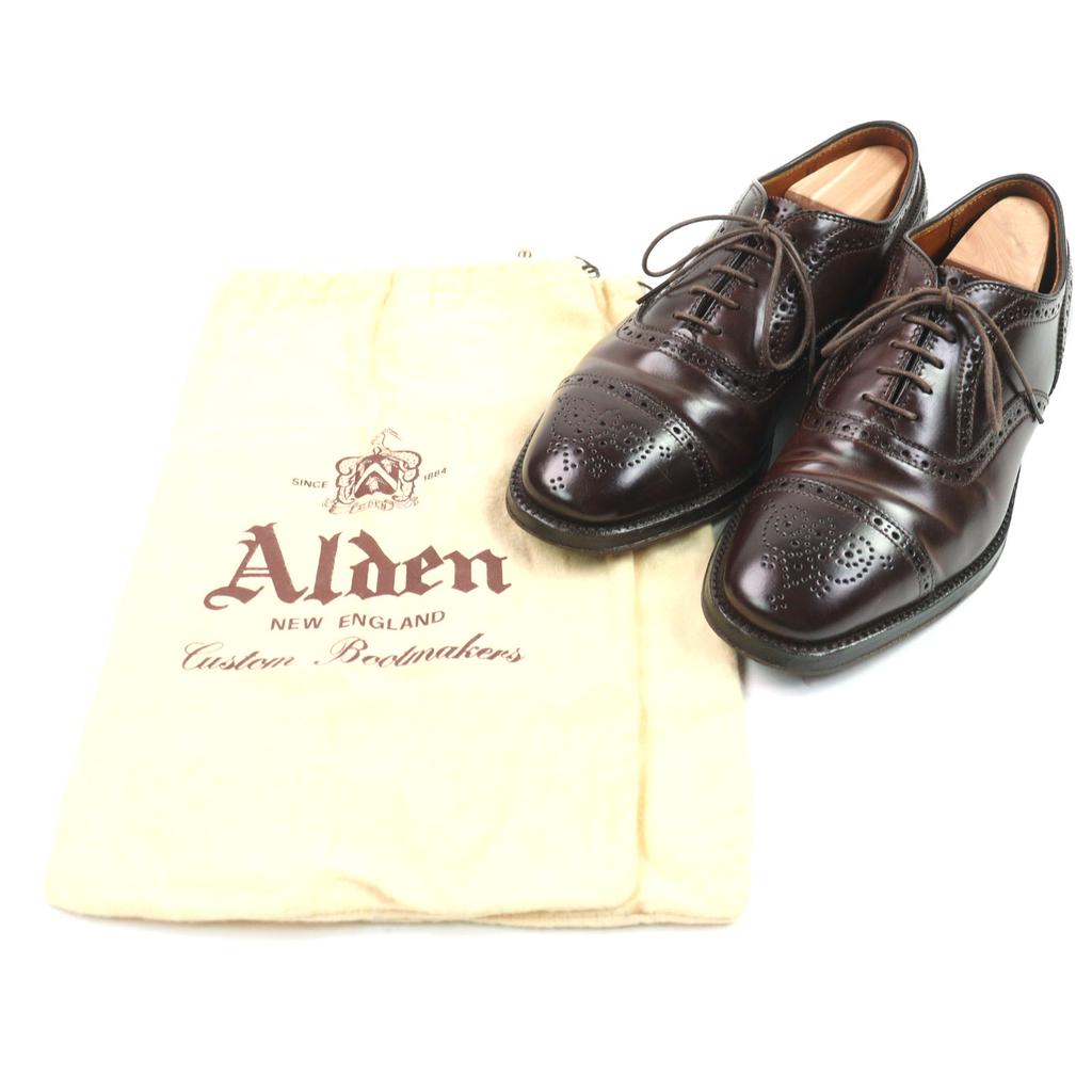 Great ALDEN Leather shoes 5160 special order Soul cap toe semi-brogue imens 6.5 Used