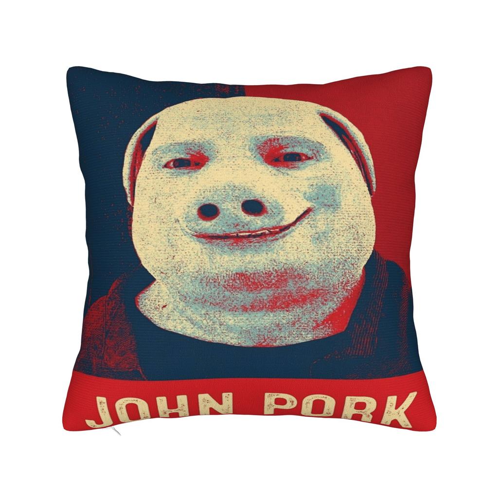 John Pork Calling Square Pillow Covers Polyester Living Room Cushion Case Funny Decor Throw Pillow Case 45*45