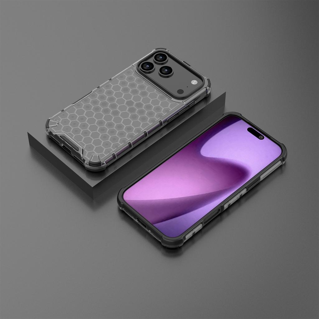 For iPhone 17 Pro Max Case Honeycomb Shape Shockproof PC+TPU Phone Cover