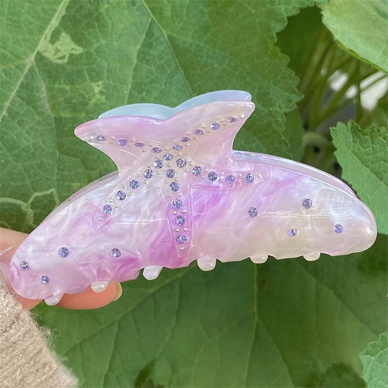 New Starfish Hair Claw Clip Ocean Beach Crystal Rhinestone Shark Clip Hairpin Hair Clamps Grab Elegant Women Hair Accessories